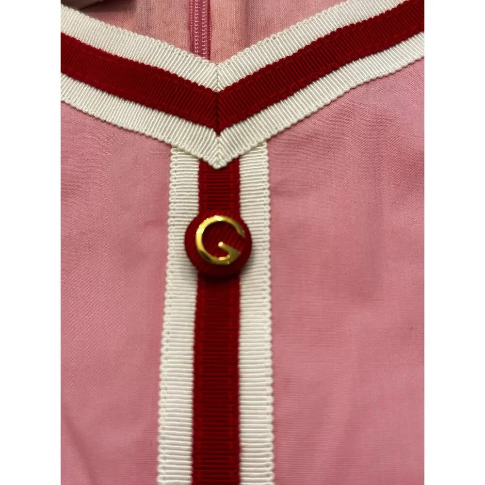 Gucci Girls Pink Pleated Cotton Poplin Dress Sleeveless Size 12Y Italy